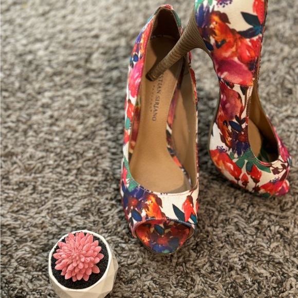 Christian Siriano Peep Toe Stiletto Floral Multicolor 7W - Picture 4 of 7